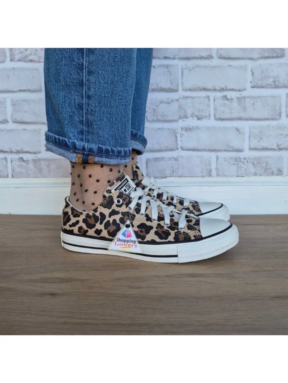 ⭐Converse Chuck Taylor Leopard Print Low Sz 6 Kids shoes Sneakers Black A16591F